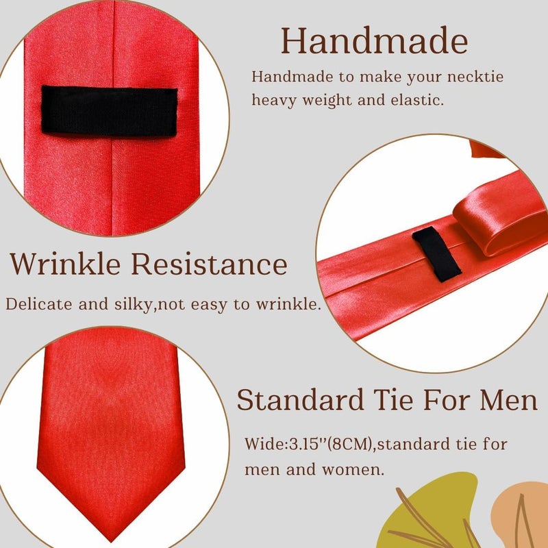 WOXVM Men's Ties Classic Solid Satin Tie Pure Color 3.15" Mens Necktie, Premium Formal Black Ties For Men Business & Wedding - Image 3